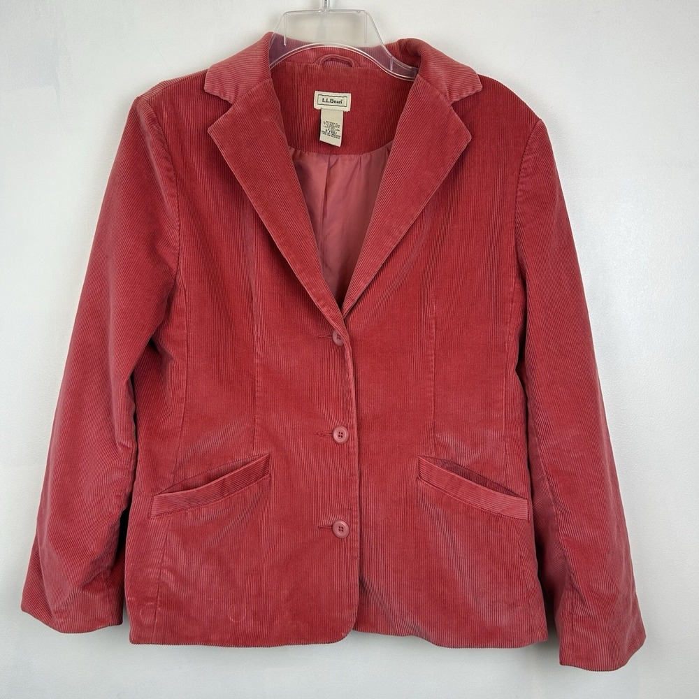 LL Bean Blazer Womans 8 P Corduroy Jacket Academia Preppy Petite Salmon Read